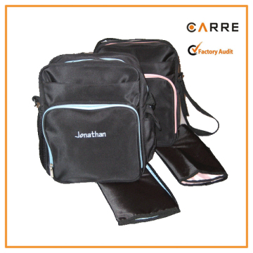 custom black satin rucksack diaper bag