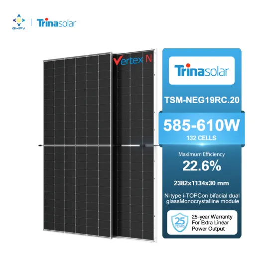 Trina Solar Module Series: Monocrystalline Vertex N Bifacial Dual Glass Modules in 585W, 590W, 595W, 600W, 605W, and 610W Capacities