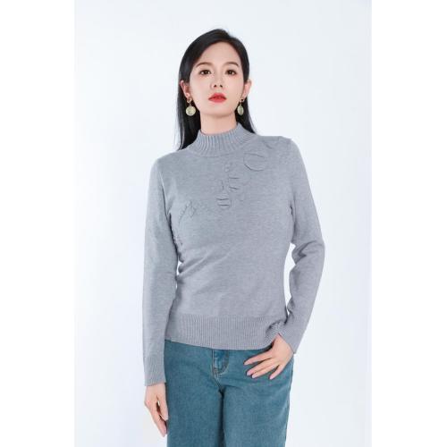 Standing Collar Long Sleeve Woolen Blouse