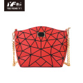 Genuine leather glitter luminous geometric ladies handbag