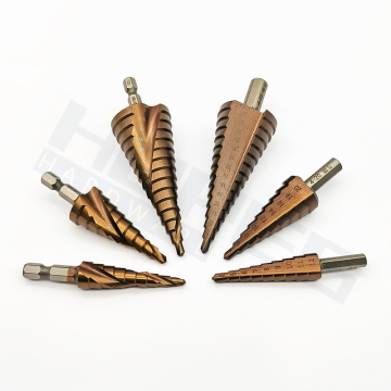 HSS CO M35 Step Step Drill Bits مع مزامير حلزونية مستقيمة لحفر الفولاذ المقاوم للصدأ السميك