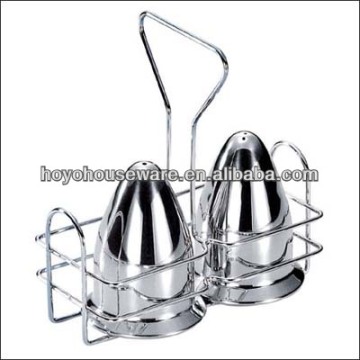 stainless steel glass cruet set with stand