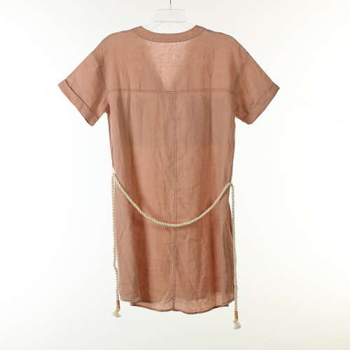 Linen Garment Dye Blouse with Cotton Belt
