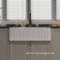 America Modern Black Rectangular Kitchen Sink: Farmhouse Style with Refractory Fireclay Stripes - 33 Inch