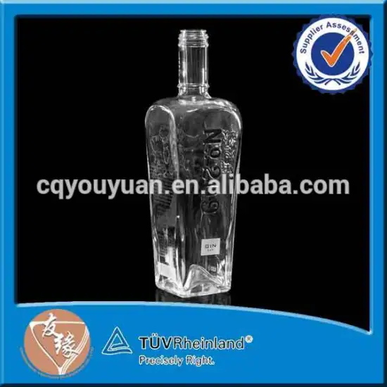 unique custom design super clear embossed crystal 750ml gin bottles