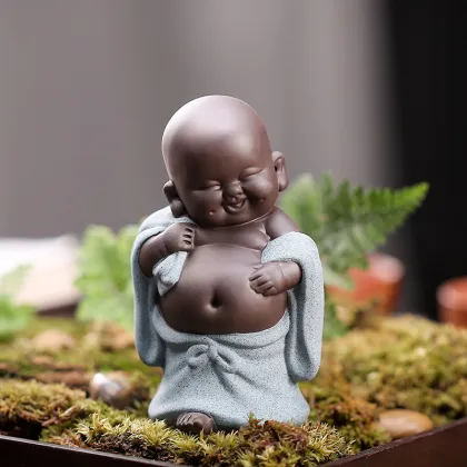 Ceramic Buddha Figurine Tea Pets - Happy Maitreya Buddha Statue Accessories