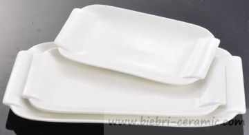 Pure White Rectangular Shaped Logo Decal Customized Hotel & Restaurant Porcelain Plates And Dishes