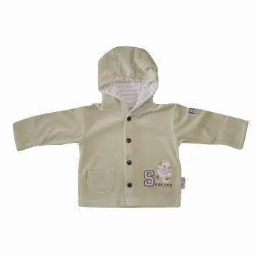 Velour Knitted Baby Jacket With Hood