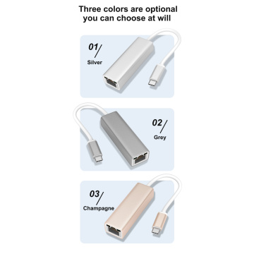 Adaptador de concentración USB-C de aleación de aluminio tipo C a RJ45