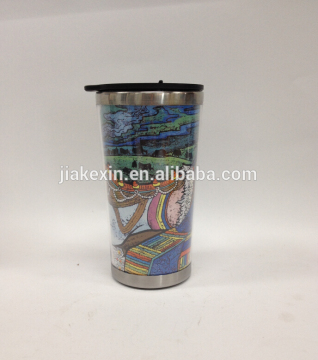 Double wall Inside stainless steel outside plastic coffee mug /travel mug