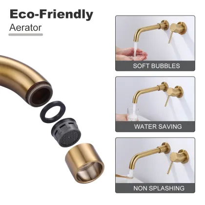 Copper Concealed Wall-Mounted Bathroom Washbasin Faucet