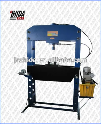 100Ton Electric Shop Press with Hand Winch Grid Guard