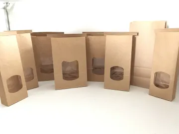 Flat bottom kraft paper bags for food packaging