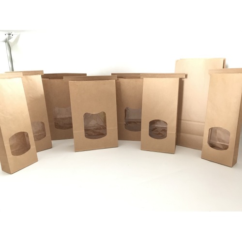 Sacs en papier kraft à fond plat pour emballages alimentaires
