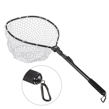 Telescoping Pole Handle New Black Aluminum Alloy Fishing Net with Rubber