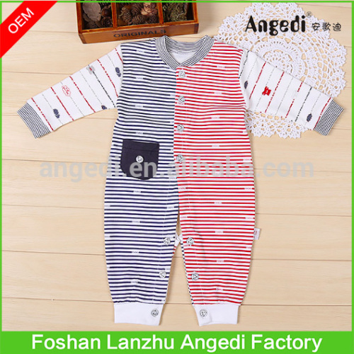 Baby clothing Baby Boys Stripe Snap-Up romper Feet cover Romper
