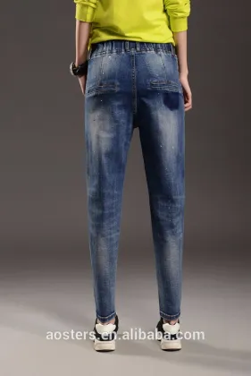 women harem pants wome new model casual loose ripped applique jeans pants