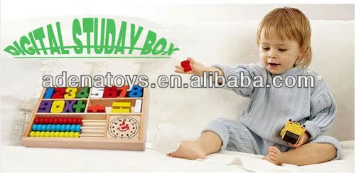 Boy Girl Wooden Digital Study Box Kids Play Toys Baby Learing Toys Computing New