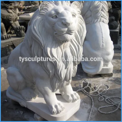 Small size white natural stone lion sculpture sitting lion statue