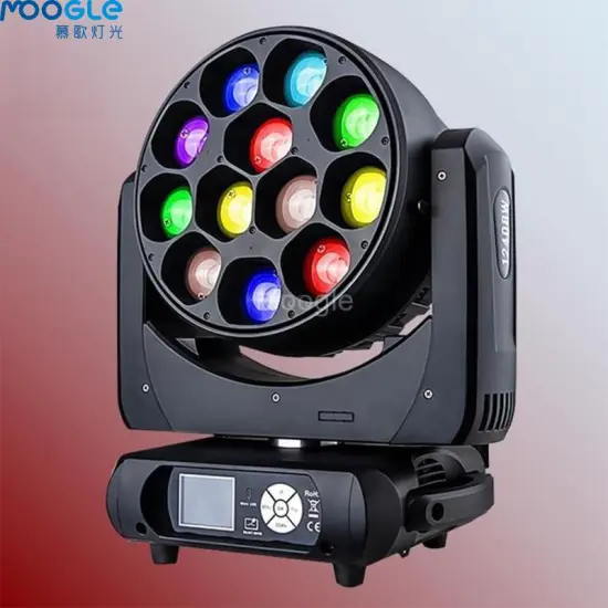 MOOGLE 12x40W High Brightness Big Angle Zoom RGBW LED Moving Head Wash Light