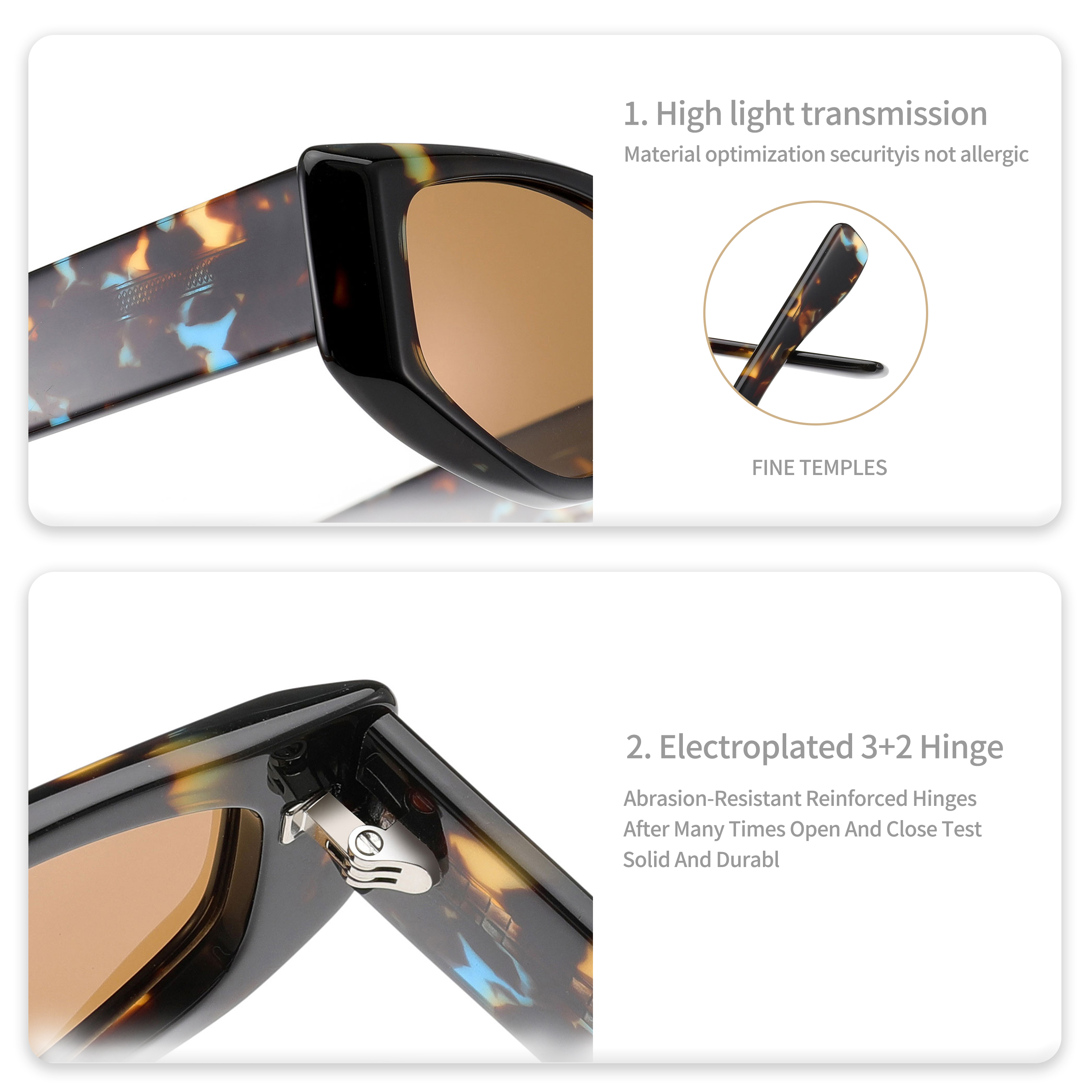 Custom Polarized Acetate Sunglasses Irregular Frame (2)
