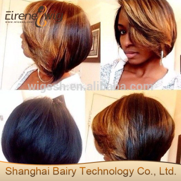 Eirene Customised brazilian remy lace front wigs omber blonde bob two tone human hair wig with bangs free shipping