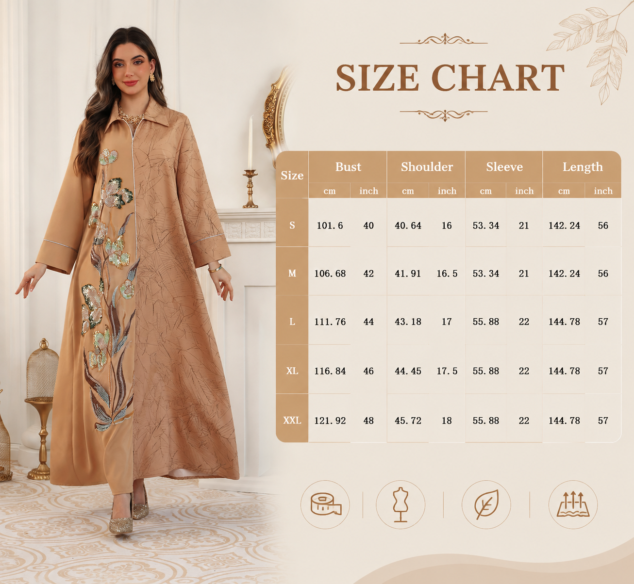 Jacquard Sequin Embroidered Applique Abaya Dress