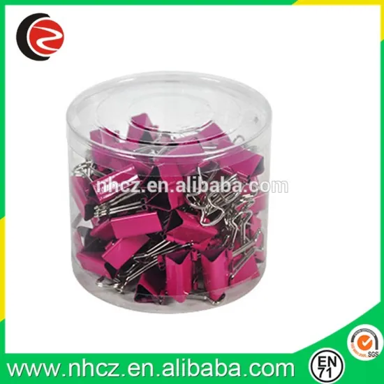 Office clip set Pink Binder Clip in tube