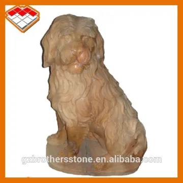 Sunset Red marble carved garden outdoor decorative sitting dog statue