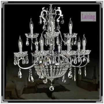 Iron and Crystal chandelier With Golden Frame