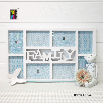 Unique injection photo frame with 8 openings and word "FAMILY"