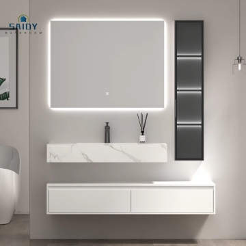 White Wall-Mounted Makeup Vanity with Mirror