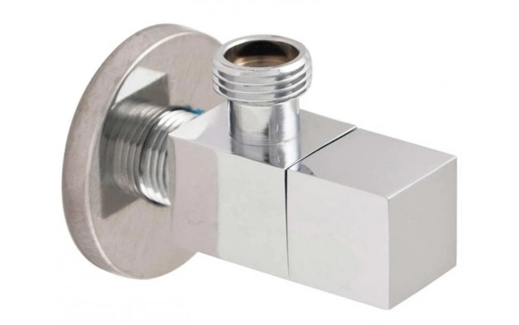 Close up view of angle valve water fixture connection