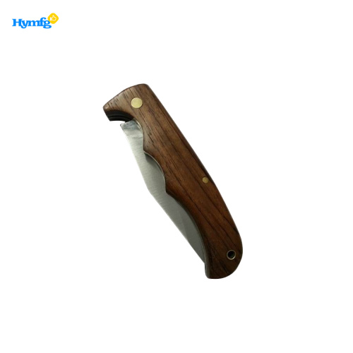 Coltello tascabile pieghevole in legno con chiusura posteriore