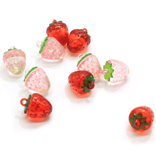 100 Pcs / Pack Acrylique En Plastique 3D Fraise Charmes Pendentif Artisanat En Plastique Boucle D&#39;oreille Porte-clés BRICOLAGE À La Main Fabrication de Bijoux