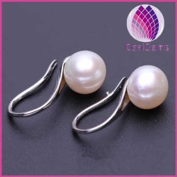 7-8mm button shape freshwater pearl hook earring wholesale