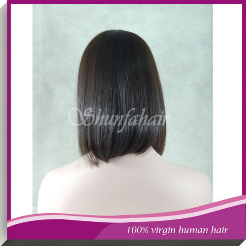 12 inch glueless full lace 100% human hair wig with clips ,short brazilian hair full lace wig