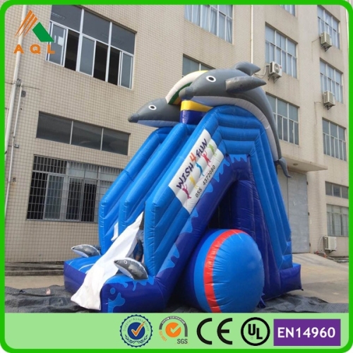 blue inflatable dolphin slides inflatable water slides