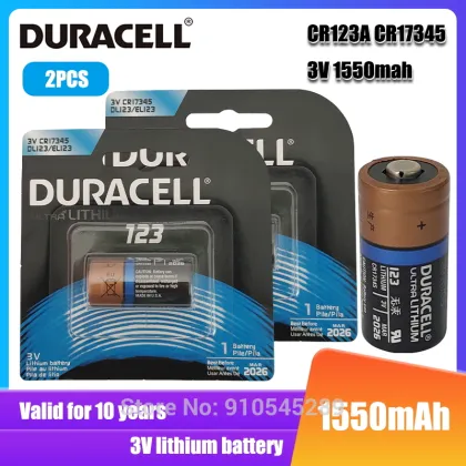 2PC NEW Original DURACELL Lithium battery 3v 1550mah CR123 CR 123A CR17345 16340 cr123a dry primary battery for camera meter