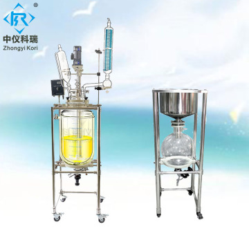 high quality 50l 150L 100 liters chemical lab double jacketed glass reactor price