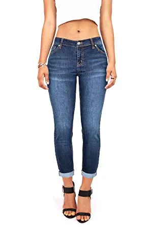 Women's Juniors Mid-Rise Capri Jeans Stretch