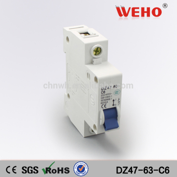 1P 6A C type 240V/415V 50HZ/60HZ Mini Circuit breaker MCB C45