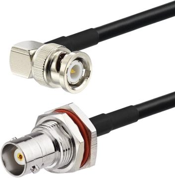 BNC Bulkhead Female to BNC Male Right Angle Adapter for RG58 Cable