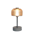 Rechargeable LED touch table lamp striped glass shade
