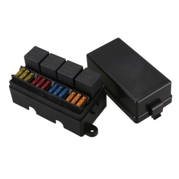 12 Way Blade Fuse Holder Box with Spade Terminals and Fuse 4PCS 5Pin 12V 40A Relays for Car Truck Trailer and Boat
