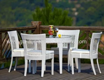 Outdoor Garden Rattan Dining Set Round Tale Sets 