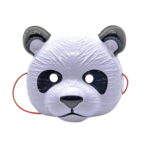 Máscara de panda de PVC com textura peluda branca preta