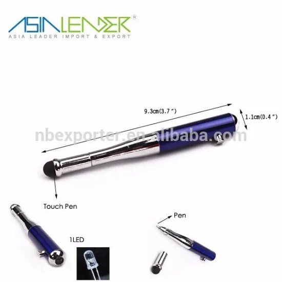 Touch Pen & Pen & 1LED light, Multifunction Small Light Pen