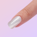 Shiny silver grind arenaceous false nail with flowers