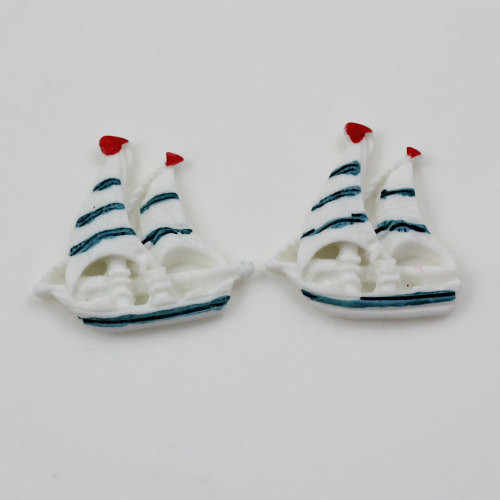 Gros dos plat Kawaii mignon roman blanc bleu cabochons de bateau 100 pièces/sac 30*31*5mm pour la décoration artisanale